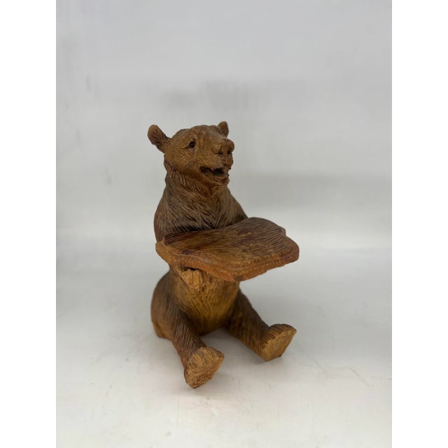 Likely German, early 20th century. Exquisite Antique Black Forest Carved Bear Form Table Top "Butler" Display A...