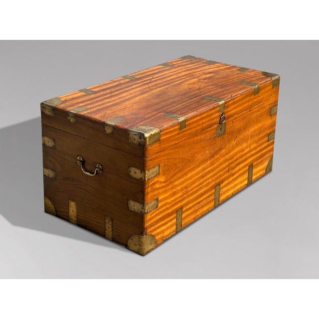 Metal Large Camphor Wood Campaign Trunk, 1880 For Sale - Image 7 of 11