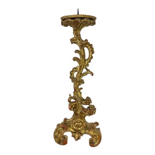 19th C. Italian Giltwood Candlestick For Sale