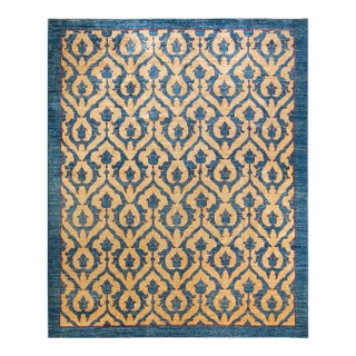 Eclectic, One-of-a-Kind Hand-Knotted Area Rug in Blue, 10' 3" x 12' 7" For Sale