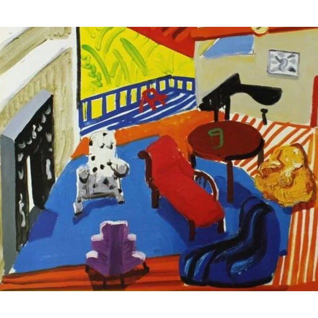 Rare, Original, Vintage 1988 David Hockney Out-of-Print, limited edition Lithograph. Published in Yorkshire, UK. This Pop...