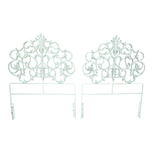 1950s Pair Vintage Hollywood Regency Cast Iron Twin Headboards