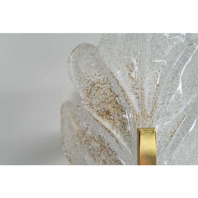 Vintage Hollywood Regency Murano Graniglia Glass Leaf Wall Sconces in Brass, 1970s, Set of 2 For Sale - Image 6 of 18
