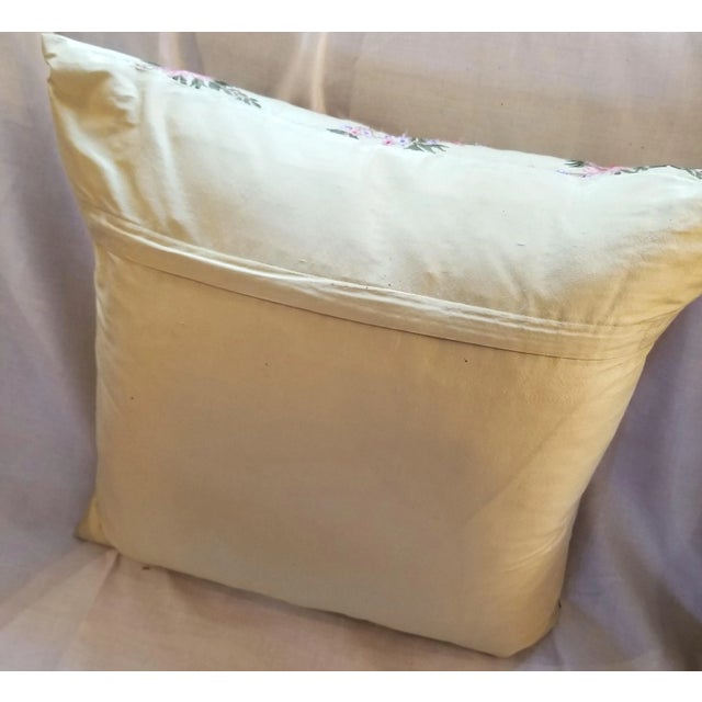 Textile Pair of Embroidered Silk Throw Pillows For Sale - Image 7 of 10