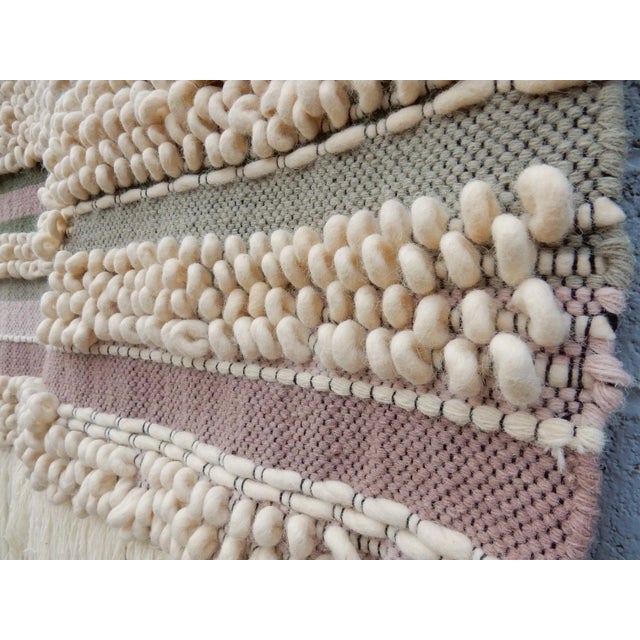 Late 20th Century Large Vintage Wool Textile Fiber Art Wall Tapestry For Sale - Image 5 of 7