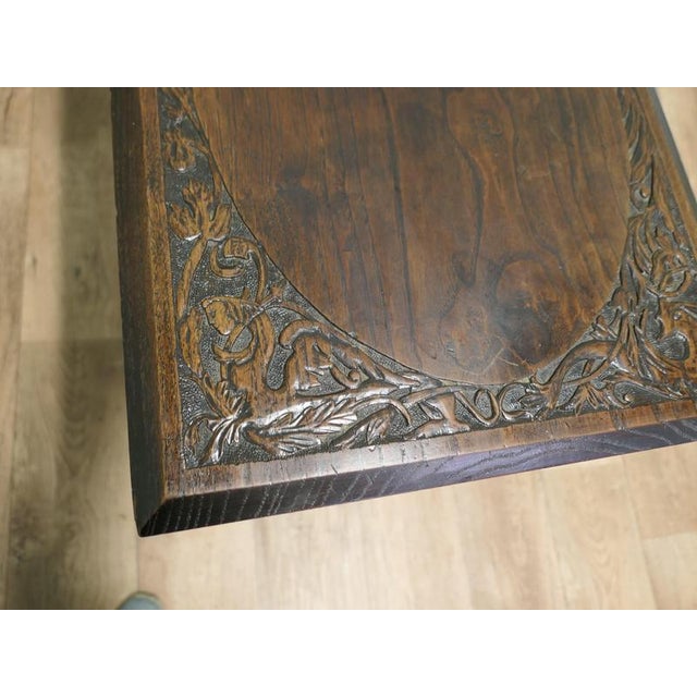 Elm Side Table with Celtic Carvings For Sale - Image 4 of 8
