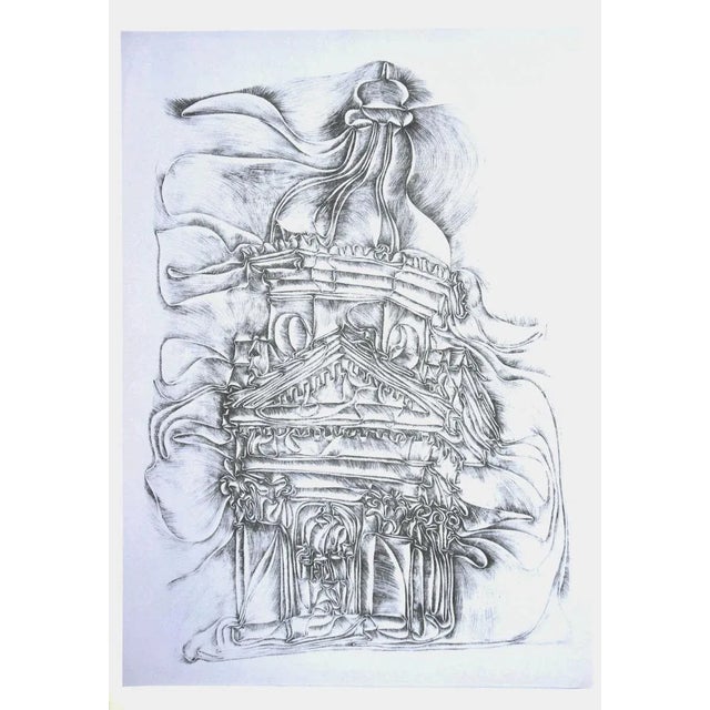 Cathedral is an original etching by the German artist Fritz Baumgartner. In very good conditions, except for some small...