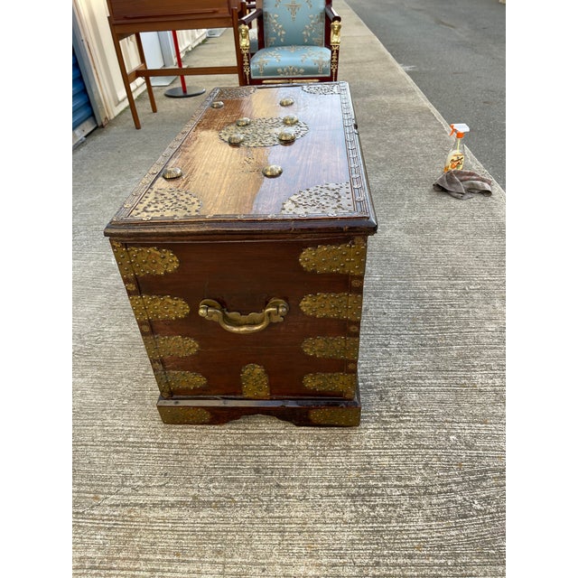 Antique Korean Blanket Chest Zelkova Wood Brass 19th Century Chairish