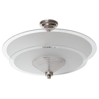 French Art Deco Frosted Glass Chandeliers by Leleu For Sale