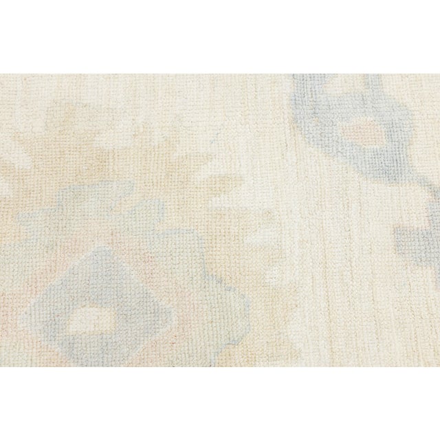 13x15 Modern Oushak Style Hand-Knotted Wool Area Rug – Neutral Ivory & Sage For Sale - Image 4 of 11