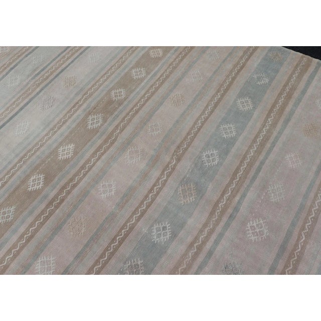 Tan Turkish Vintage Kilim Rug With in Tan, Taupe, Brown, Gray Blue, and Earth Tones For Sale - Image 8 of 13