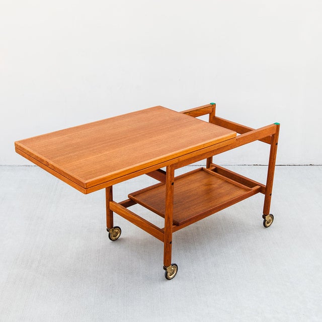 Jason Møbler 1960s Danish Modern Teak Flip Top Bar Cart by Kurt Ostervig For Sale - Image 4 of 12