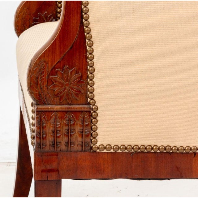 19th Century Biedermeier Upholstered Fruitwood Tub Chair For Sale - Image 5 of 6