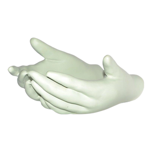 Vintage Ceramic Open Hands Sculpture Mounted Wall Art Mint Green Finish Pop Art