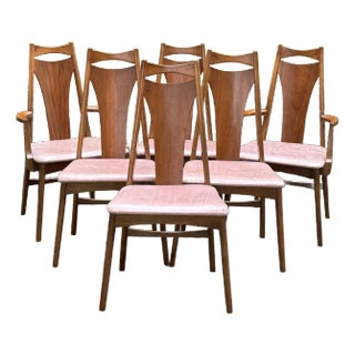Young Manufacturing Walnut Mid Century Modern Dining Chairs For Sale