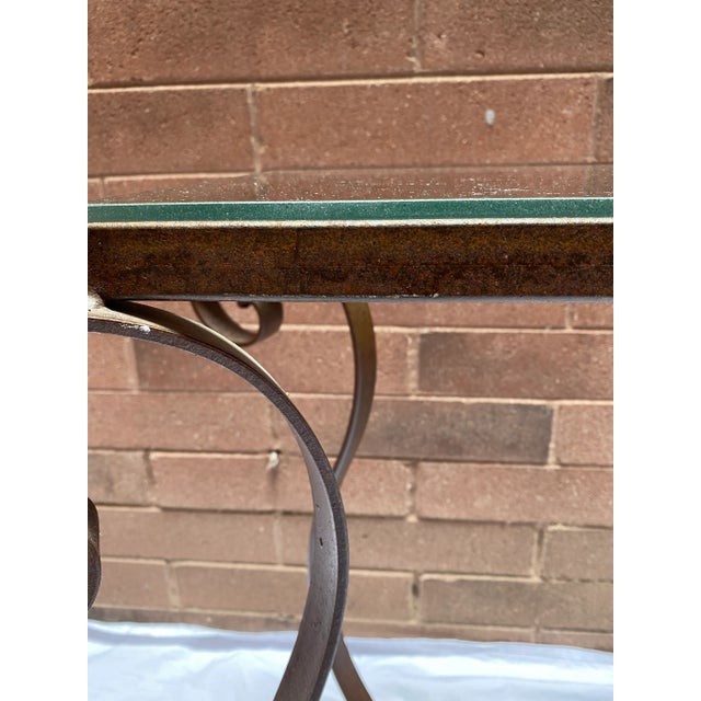 Mid 20th Century Vintage Mid Century Wrought Iron Console Sofa Table Sideboard With Glass Top For Sale - Image 5 of 7