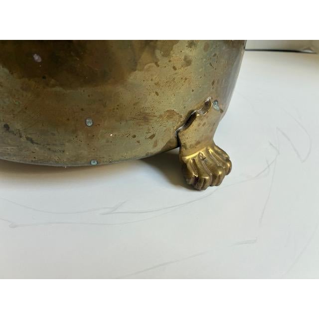 Metal Vintage Brass Jardinière With Lion Handles and Claw Feet - Indoor Planter For Sale - Image 7 of 16