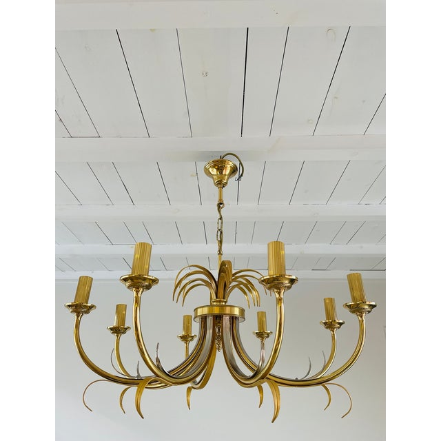 Gold Brass and Chrome Pineapple Chandelier from Maison Jansen, 1970s For Sale - Image 8 of 9