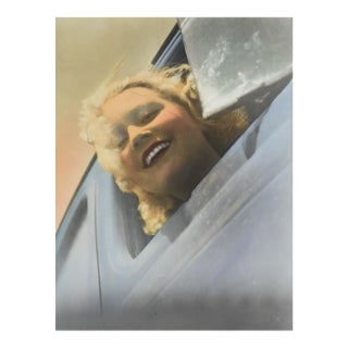 Early 20th Century Colortone Photograph of Blonde Woman in Car For Sale