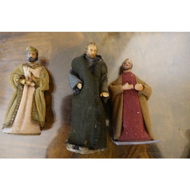 19th Century Set of 14 Wax and Fabric Nativity Figurines, 1800s, Textile For Sale - Image 5 of 8