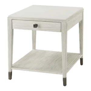 Coastal Painted Stone Top Side Table
