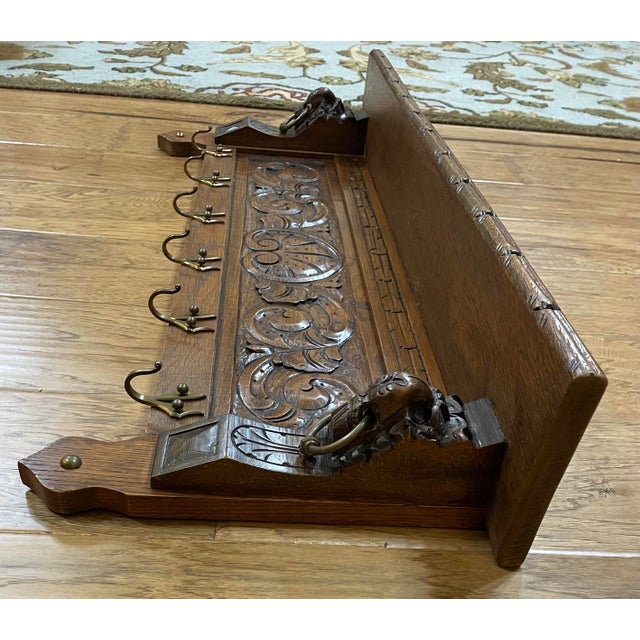 Wood Vintage French Carved Coat or Pot Rack For Sale - Image 7 of 12