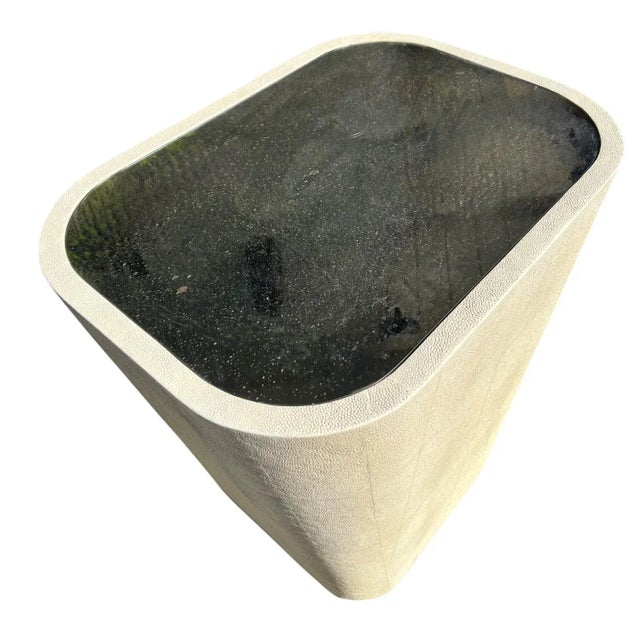 Contemporary Shagreen Plinth Side Table With Mercury Mirror Top For Sale - Image 3 of 10