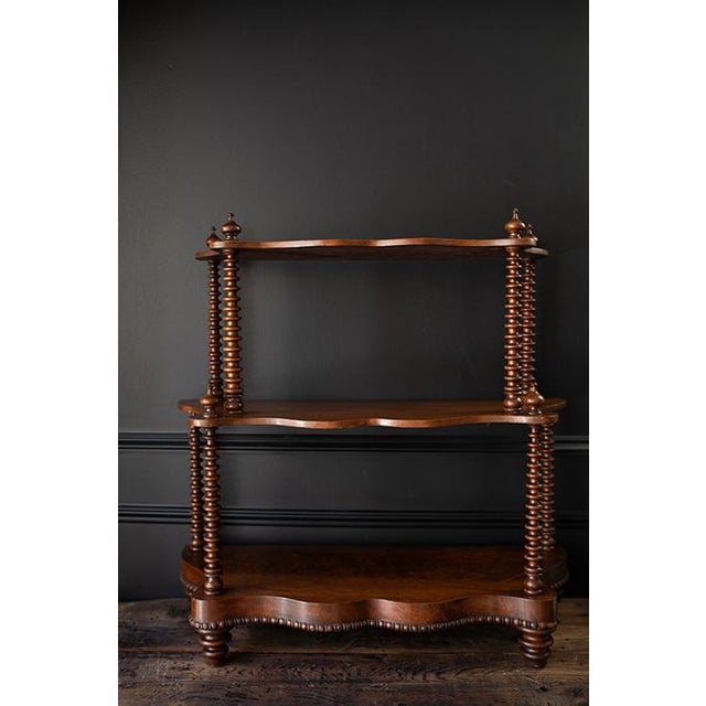 Victorian Antique Victorian Spool Turned Etagere, Tabletop Display Shelf With Serpentine Front For Sale - Image 3 of 17