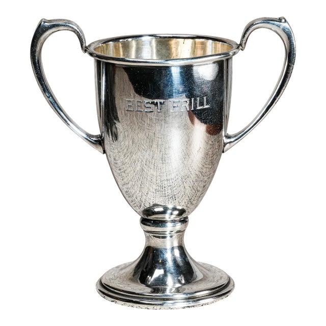 Neat Antique Silverplate Double Arm Trophy Cup "Best Frill" For Sale