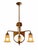 Vienna Secession Brass Pendant Light with Original Decorative Glass Shades, Austria, 1890s For Sale - Image 4 of 4