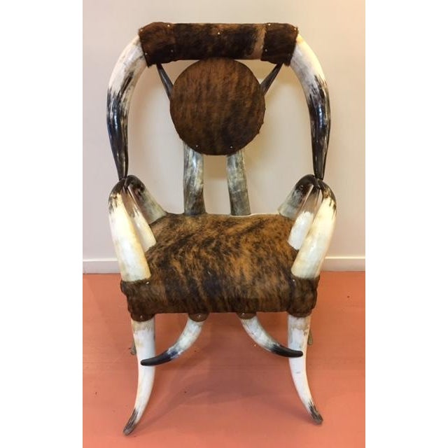 Vintage Cowhide & Steer Horn Chair Chairish