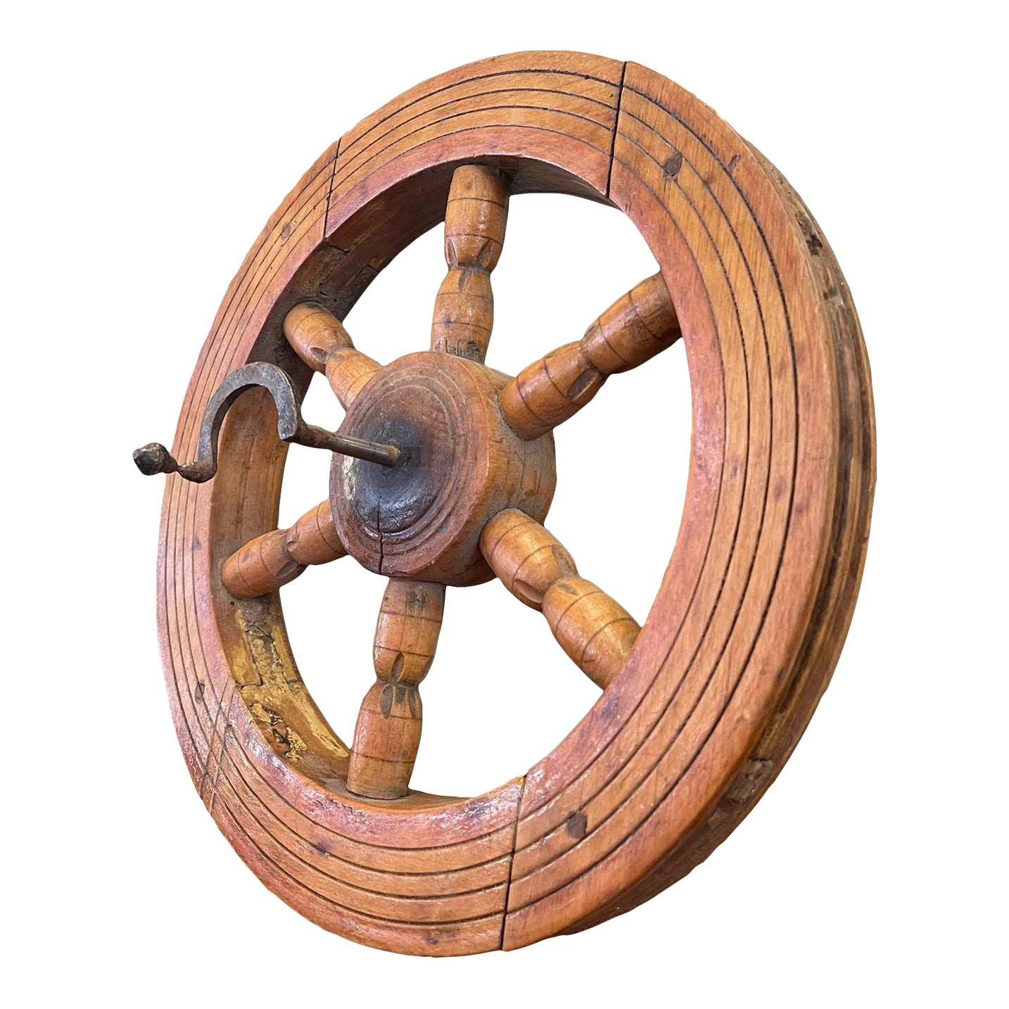 Vintage Mid Century Modern Wooden Spinning Wheel | Chairish