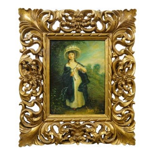 Miss Elizabeth Haverfield Oil on Linen Portrait Painting After Thomas Gainsbourough For Sale