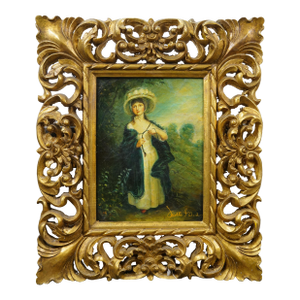 Miss Elizabeth Haverfield Oil on Linen Portrait Painting After Thomas Gainsbourough