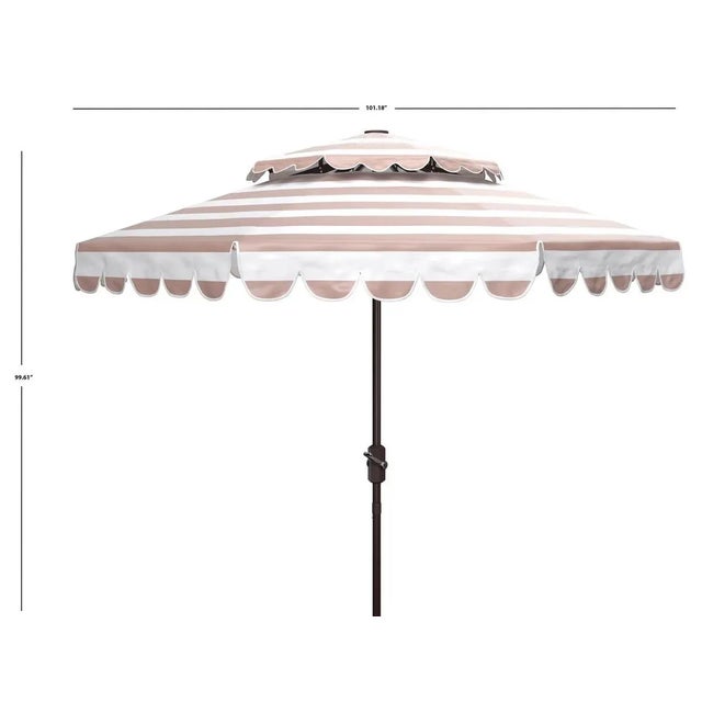 Contemporary Vienna 9 Ft Double Top Umbrella - Beige/White For Sale - Image 3 of 4