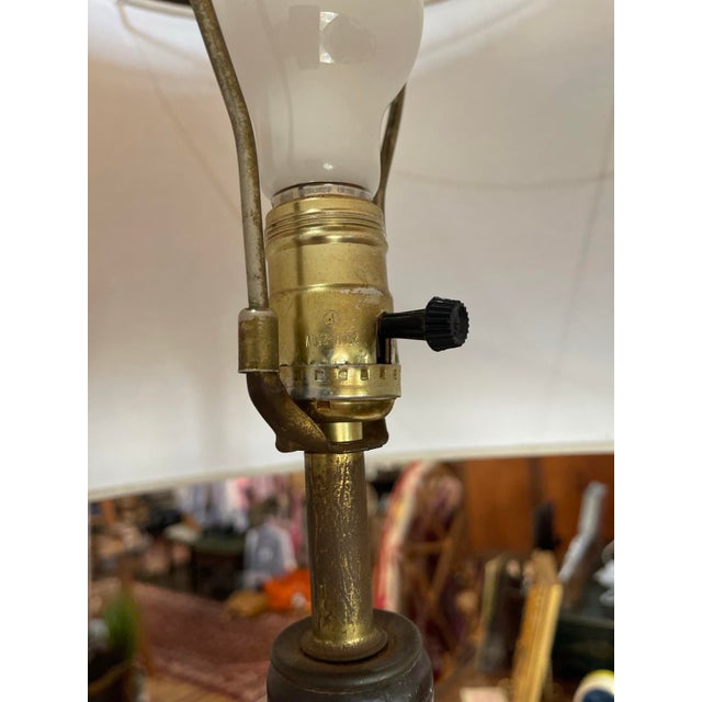 1960s Vintage Mid-Century Sculptural Cast Metal Owl Table Lamp With Walnut Base For Sale - Image 5 of 12