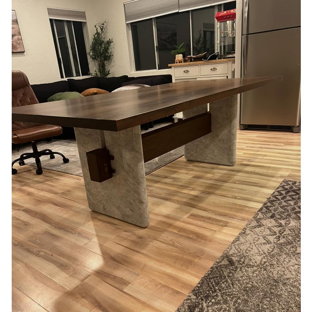 Mid-Century Modern Rypen Custom Maple + Marble Dining Table — One-of-a-Kind Designer Commission (7ft) For Sale - Image 3 of 3