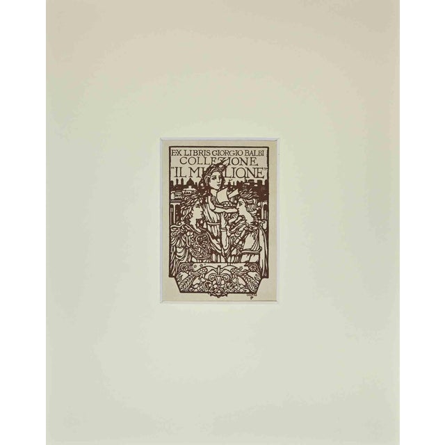 Giulio Cesari, Ex Libris Giorgio Balbi, Woodcut, 1912 For Sale