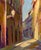 Via San Niccolo by Pam Ingalls | Oil Painting of a sunlit street in a historic city. For Sale