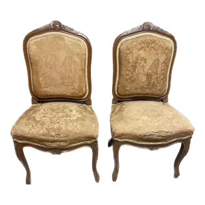 Late 19th Century Pair of French Chairs Original Peti Point Fabric Circa 1870 Louis XV Style