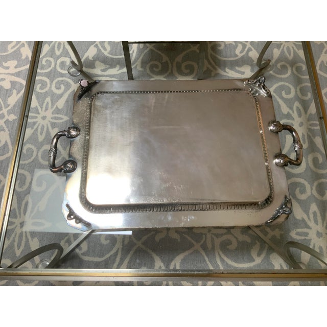 1920s Large English Silverplate Serving Tray For Sale - Image 10 of 13