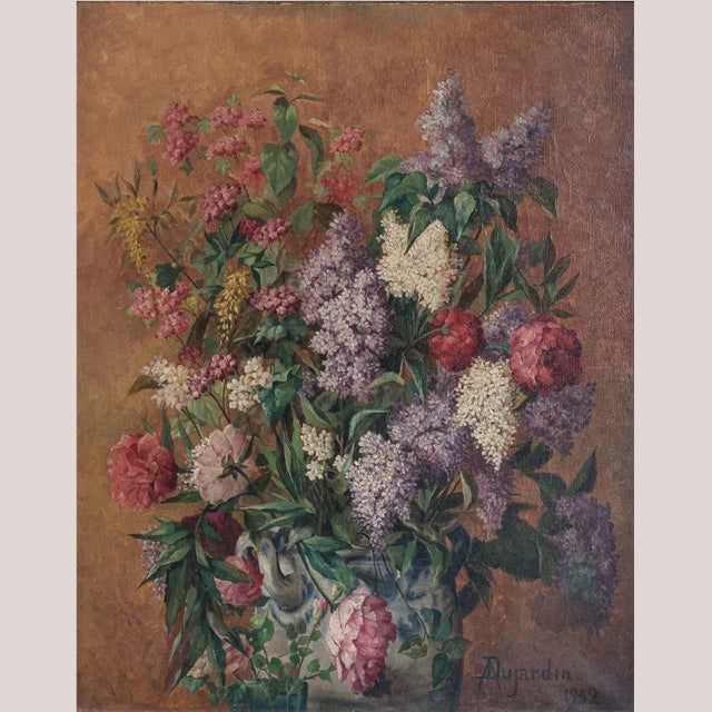 Floral Still Life in Vase, 1920s-1940s, Oil on Canvas For Sale - Image 11 of 11