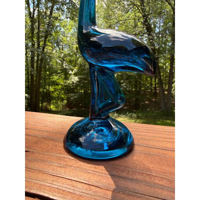 1960s Blue Viking Glass Bluenique Egret Crane Figurine For Sale - Image 10 of 11