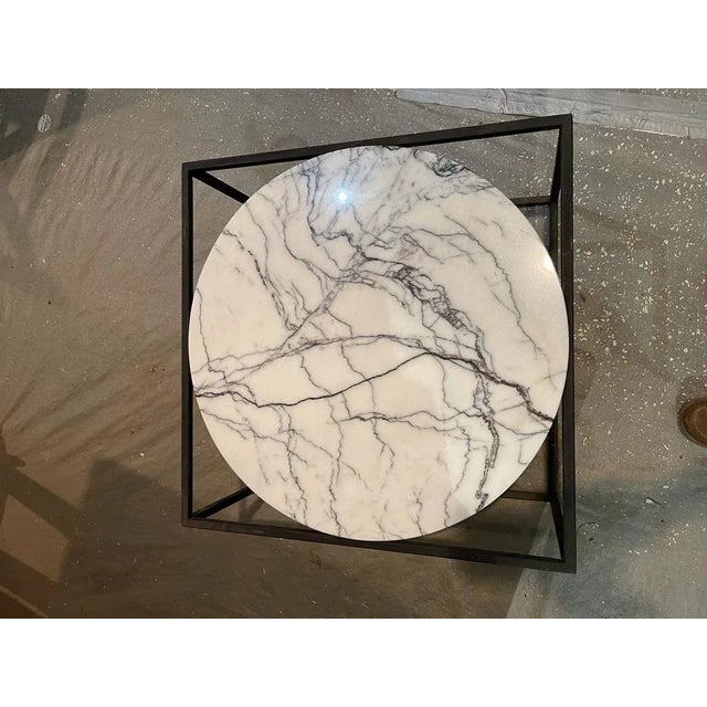 1920s Warren Platner White Marble Coffee Table With Brass Wire Base For Sale - Image 5 of 6