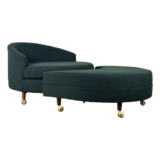 1960s Adrian Pearsall Tub Chair + Ottoman - Oversized Mid Century Modern Havana Lounge For Sale