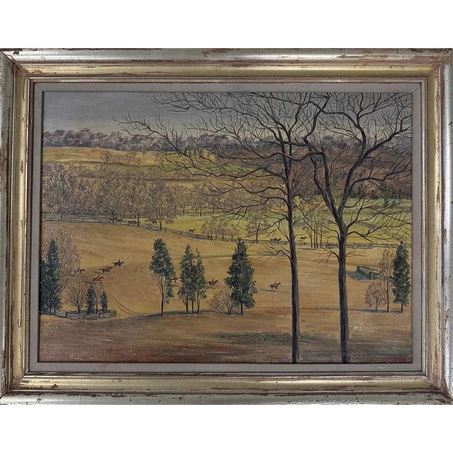 White The Meadowbrook Hunt Crossing the Whitney Fields 1941 O/C by Charles Baskerville For Sale - Image 8 of 11