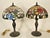 Late 20th Century Pair of Vintage Art Nouveau Style Leaded Glass Lamps For Sale - Image 5 of 5