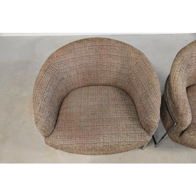 Milo Baughman Style Barrel Back Chrome Lounge Chairs - A Pair For Sale In Boston - Image 6 of 10