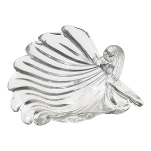 Seguso Cartier Signed Murano Vintage Crystal Clear Ribbed Surface Italian Art Glass Seashell Shell Bowl