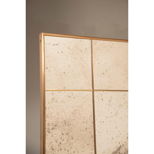 Window-Cut Mirror with Brass Frame and Antique Glass For Sale - Image 6 of 9